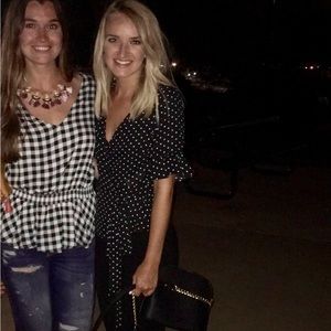 Black/White Polka Dot Wrap Blouse